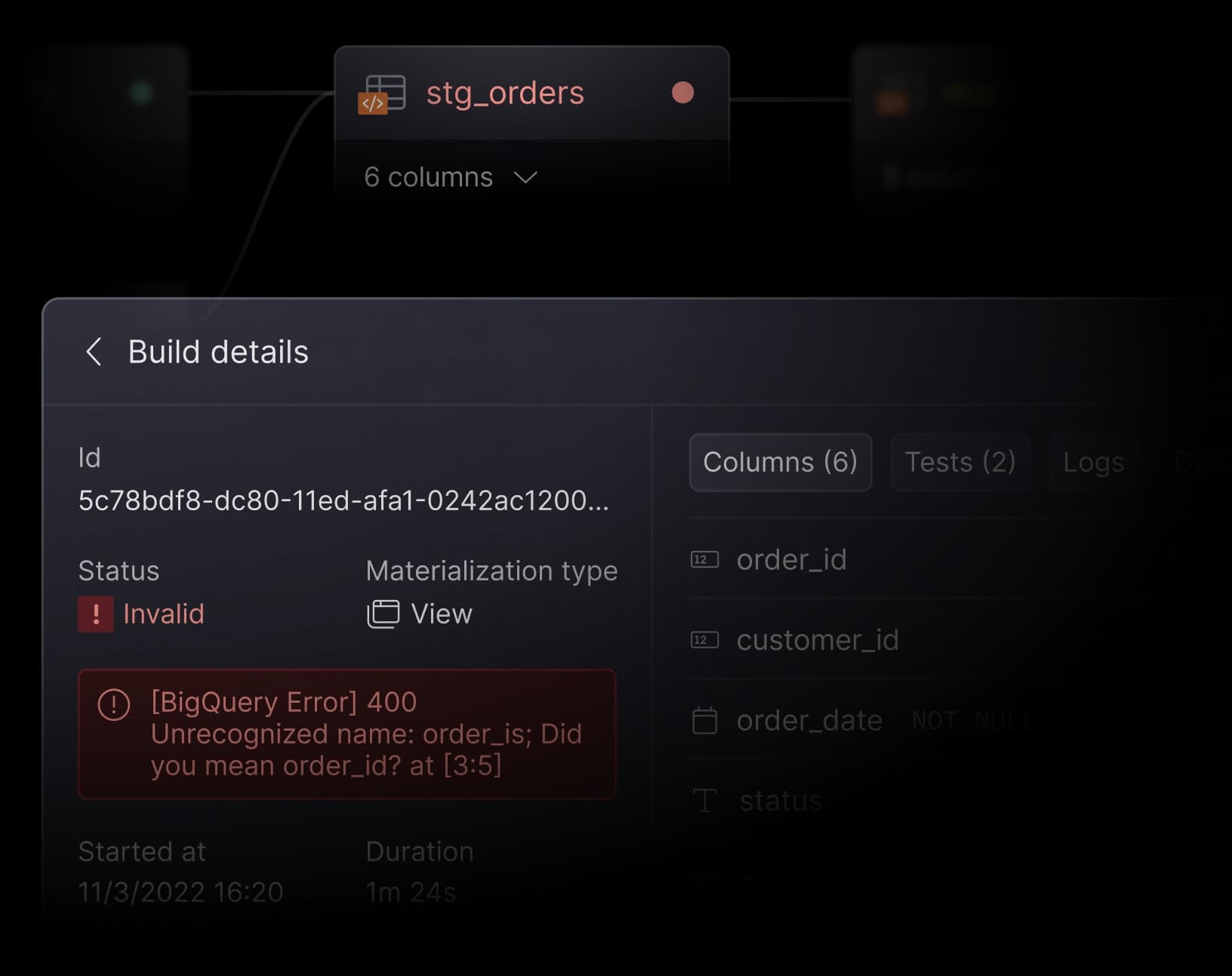 Asset-level build logs