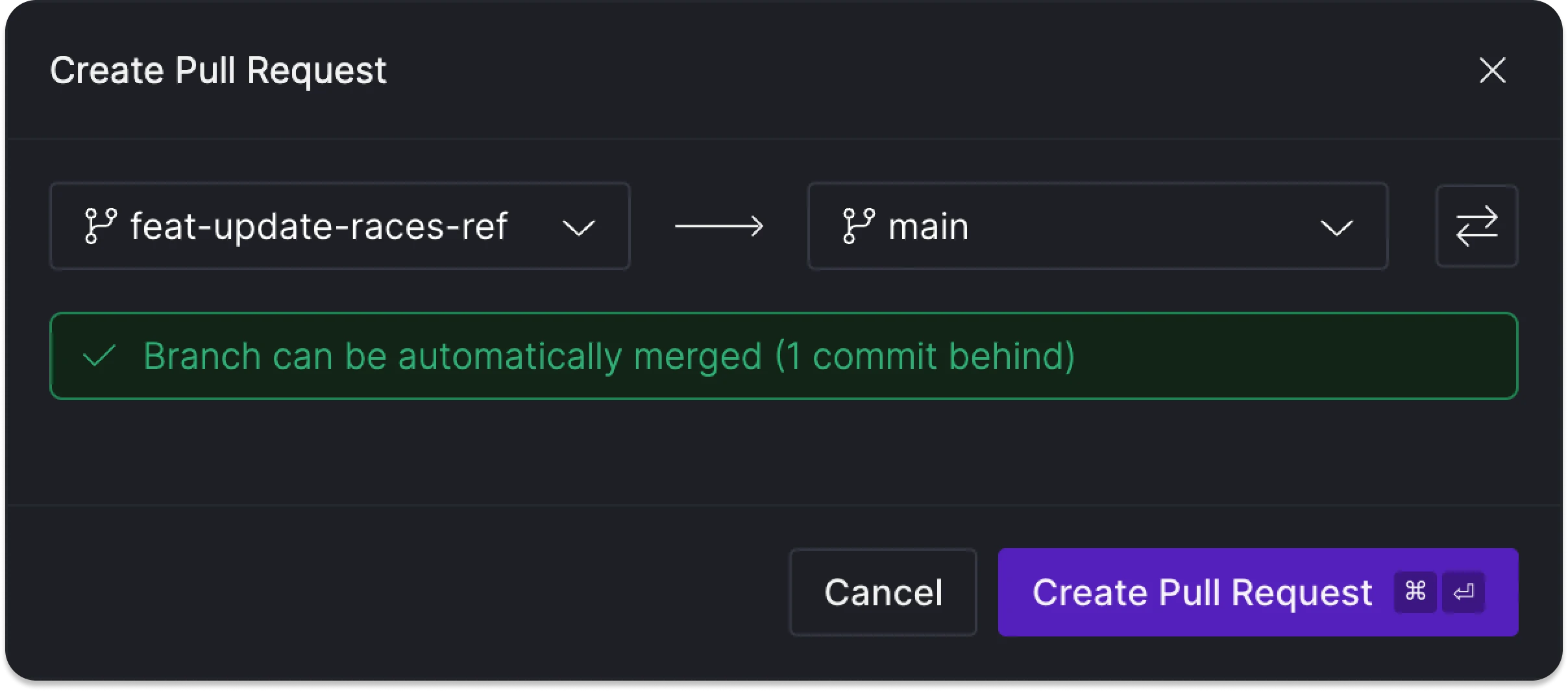Creating a Pull request to merge changes in.
