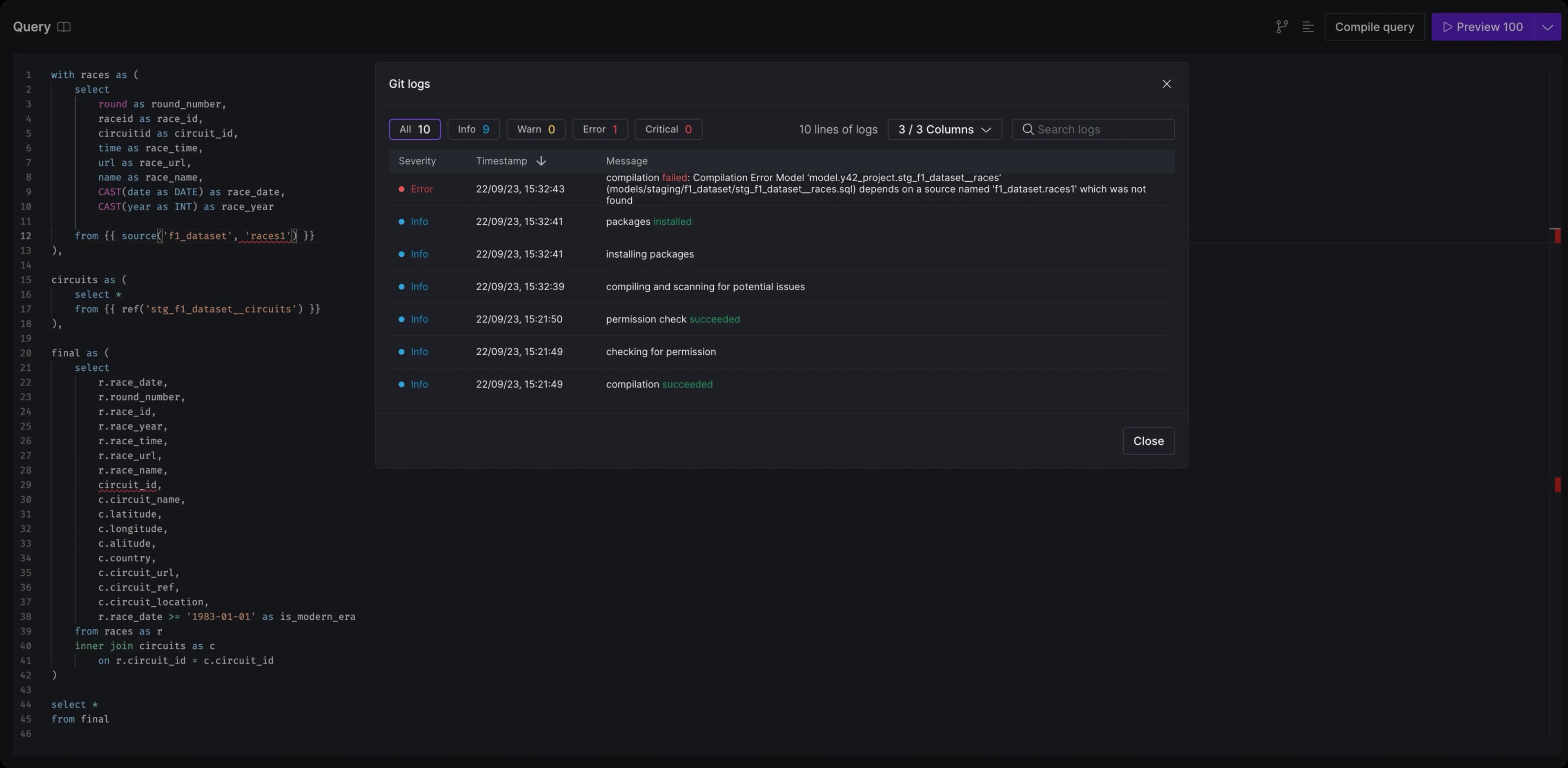 Model's log surface the above error when comitting.