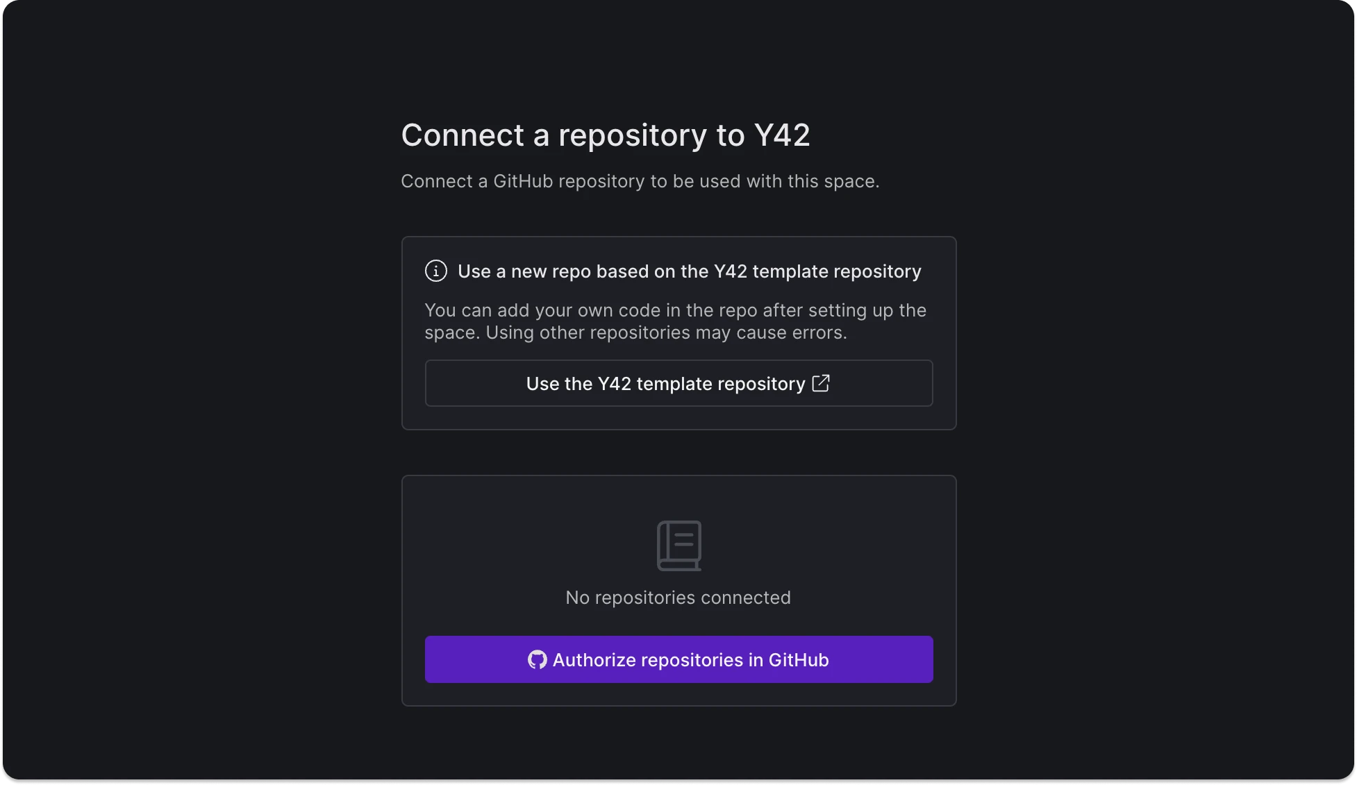 Create a new repo based on the Y42 template repository.
