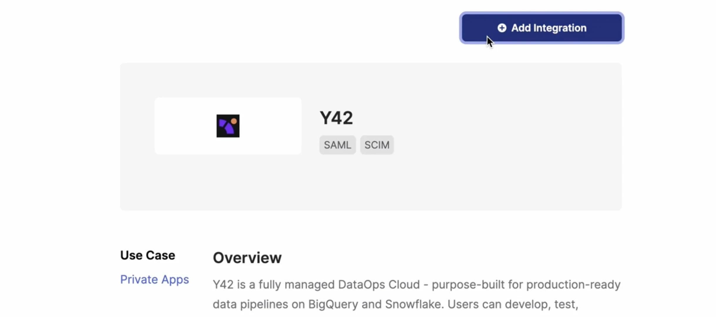 Okta SCIM: Add Y42 application to Okta 2/3