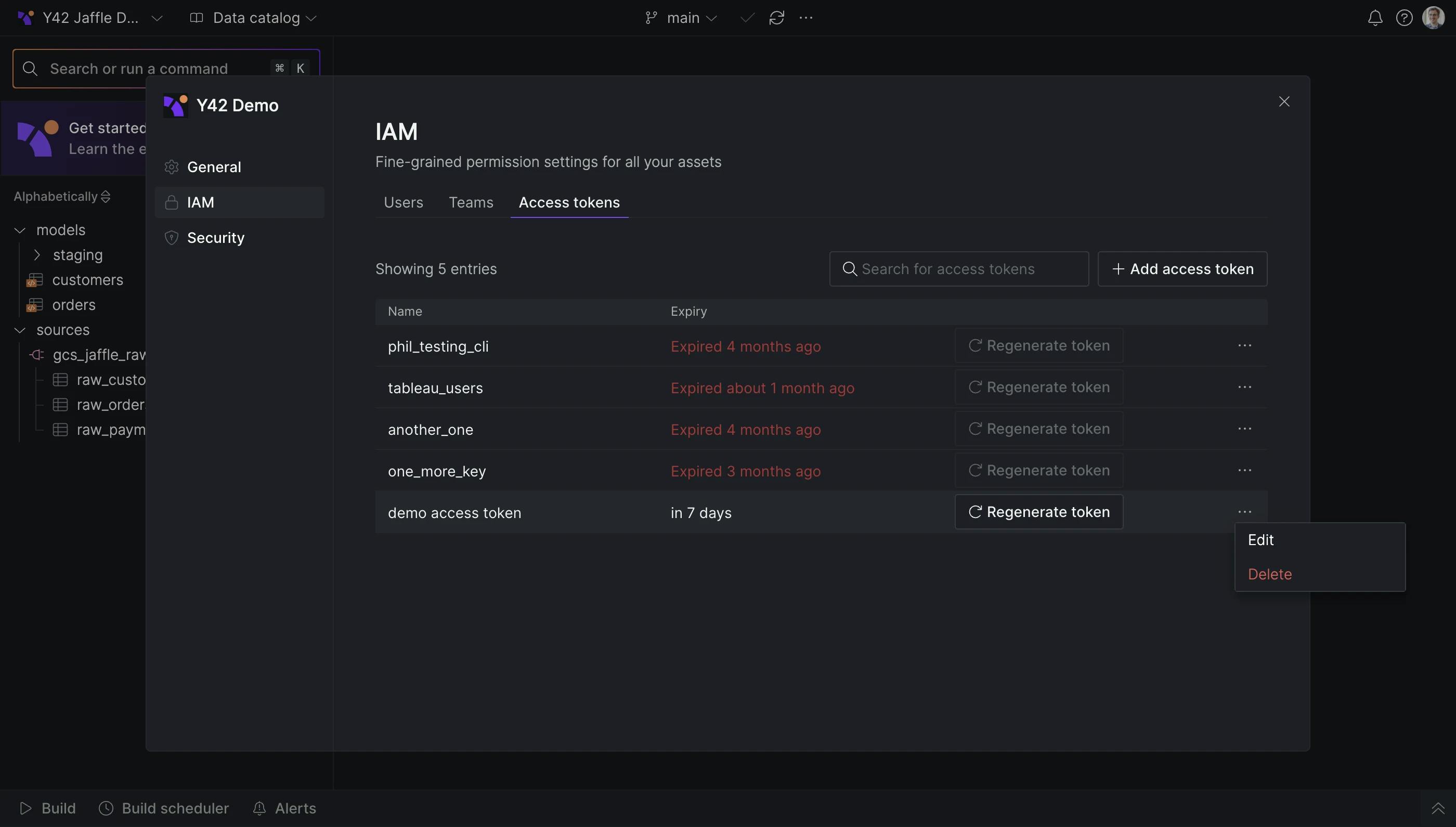 API key edit menu