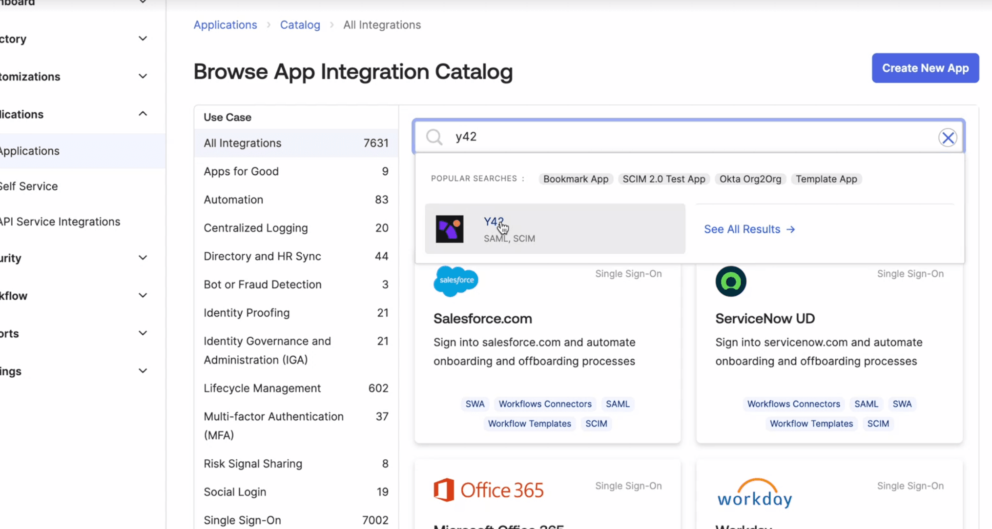 Set-Up Okta in Y42: Select the Y42 application.