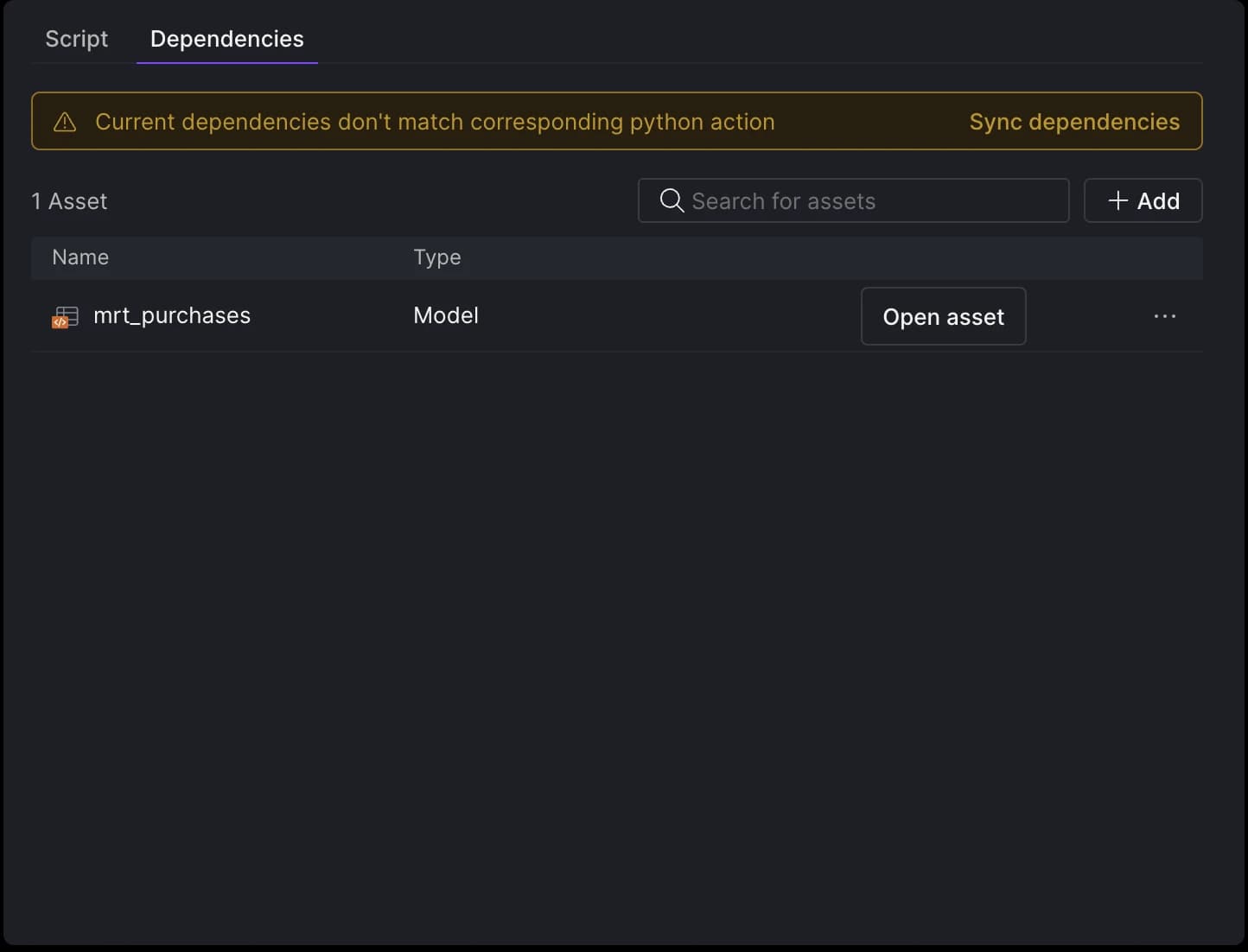 Specify an upstream dependency to act as the trigger for the Python asset.