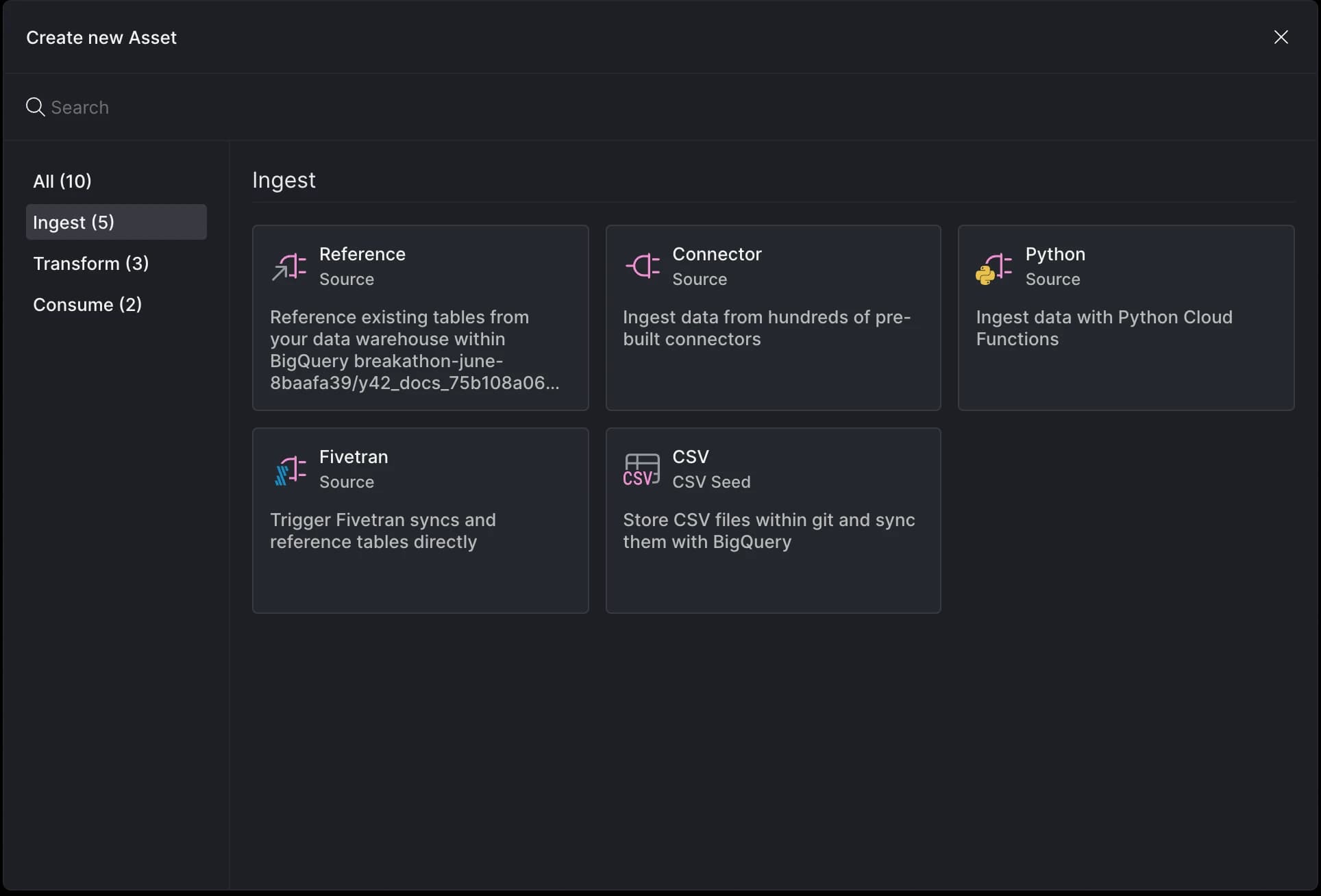 Add a Python source asset.