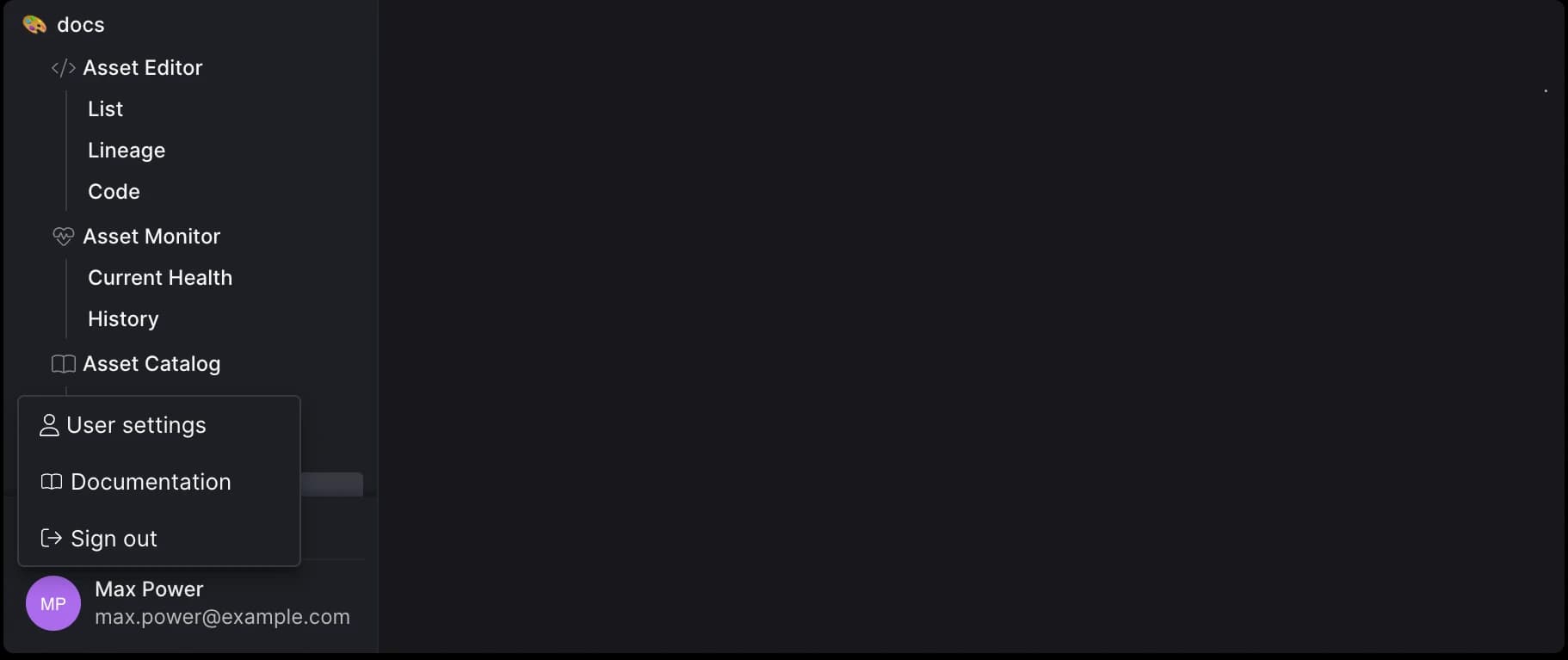 Accessing the User settings menu.
